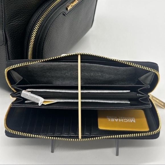 Michael Kors Medium Jaycee Backpack & Continental Wallet Wristlet Black - Picture 10 of 14